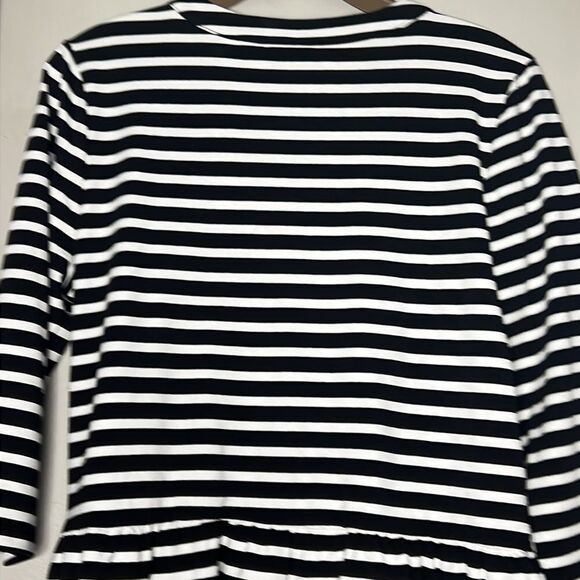 Onque Casuals Women’s Size Medium Black White Stripe Peplum Zip Front Sweater - Picture 11 of 11